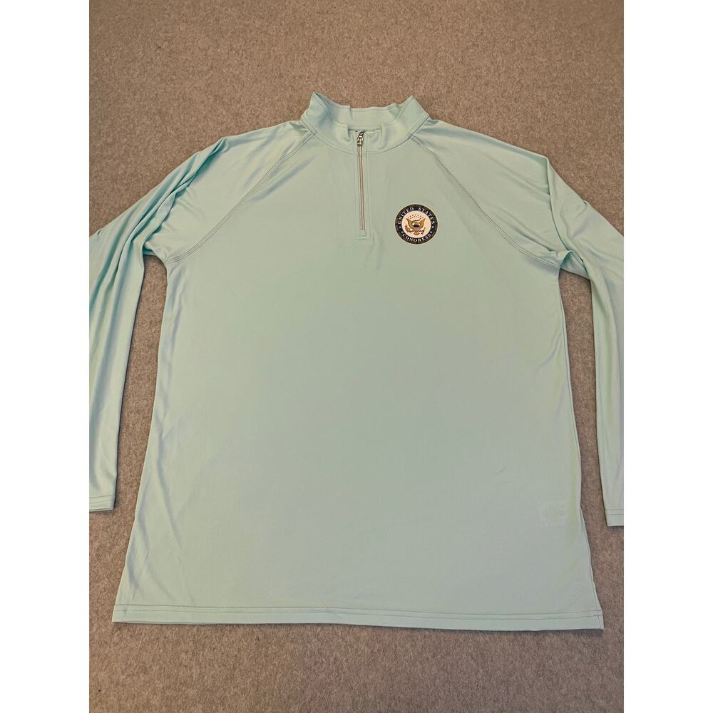 Baw Shirt Men XL 100% Polyester Quick Dry Pullover Mock Neck 1/4 Zip‎ Mint Green